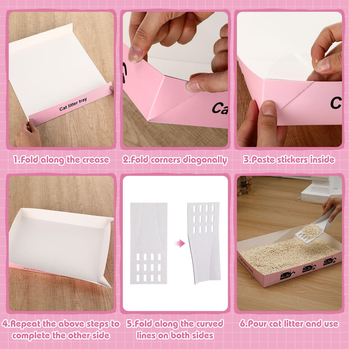 60 Pcs Disposable Cat Litter Boxes with Scoops U71205