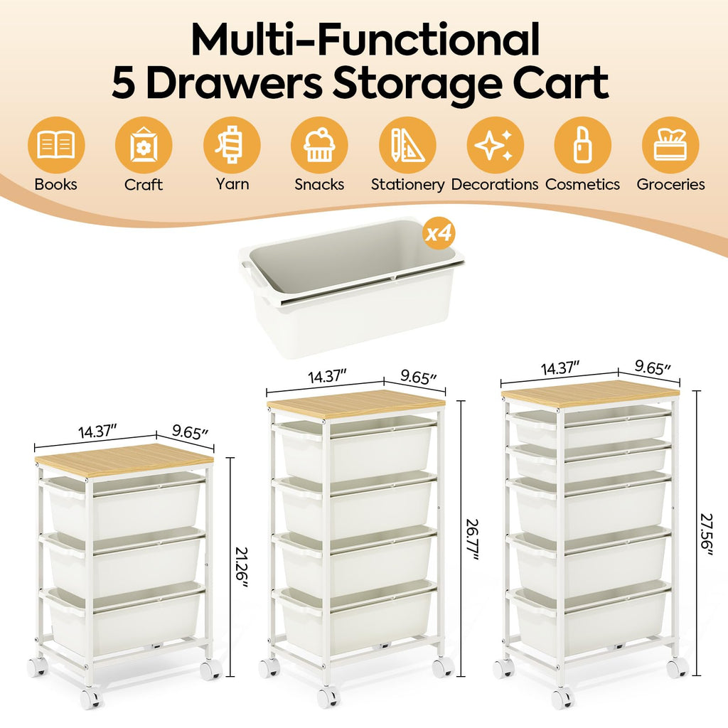 Slim Rolling Cart with 4 Drawers B700598