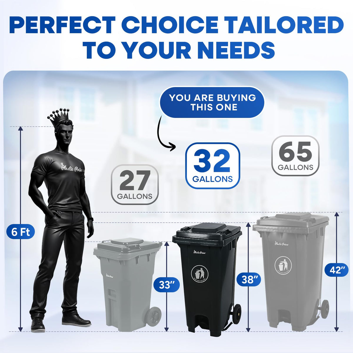 32 Gallon Plastic Trash Can with Wheels and Lid E534