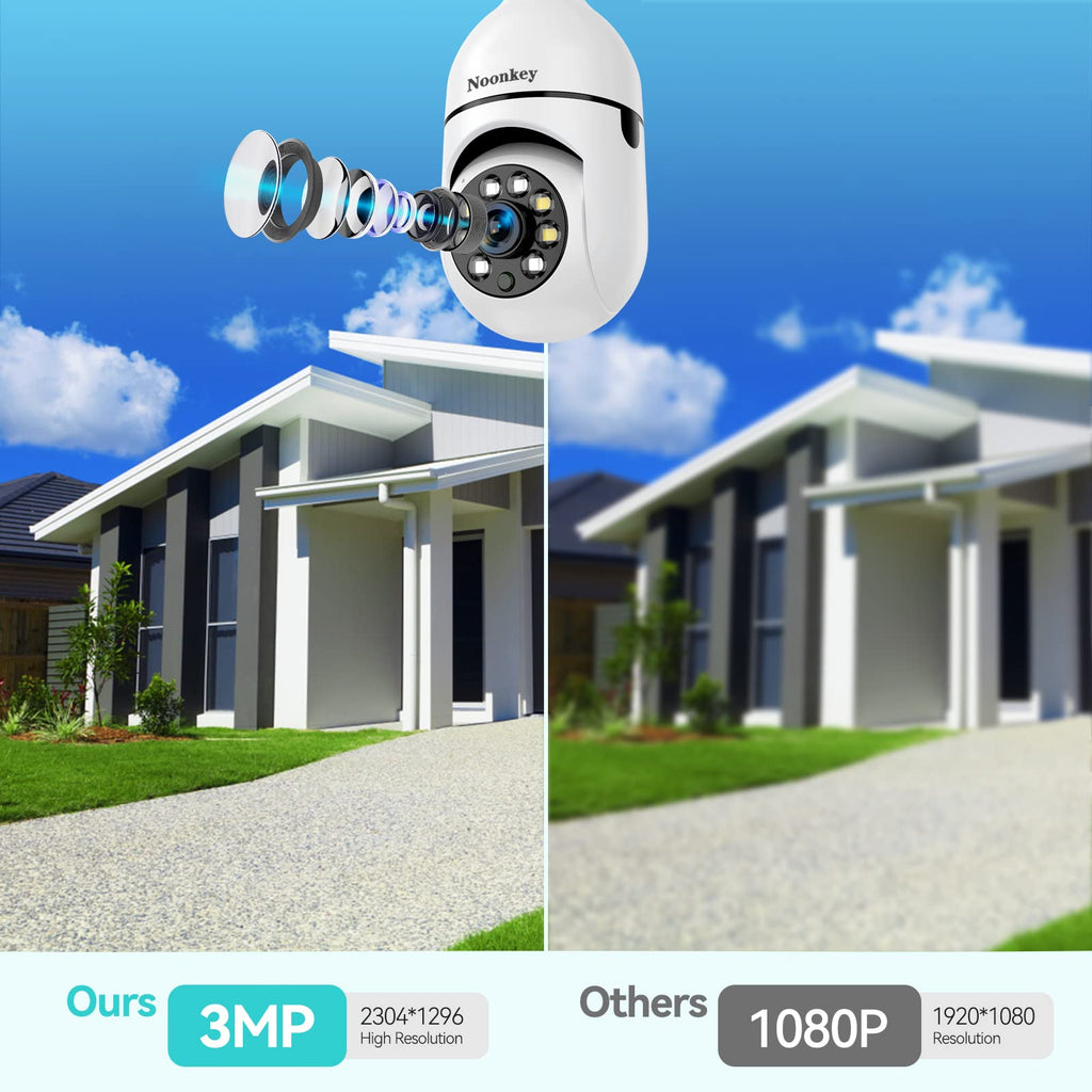 Light Bulb Security Camera 2K 3MP WiFi 360° Color Night Vision Two-Way Talk G770