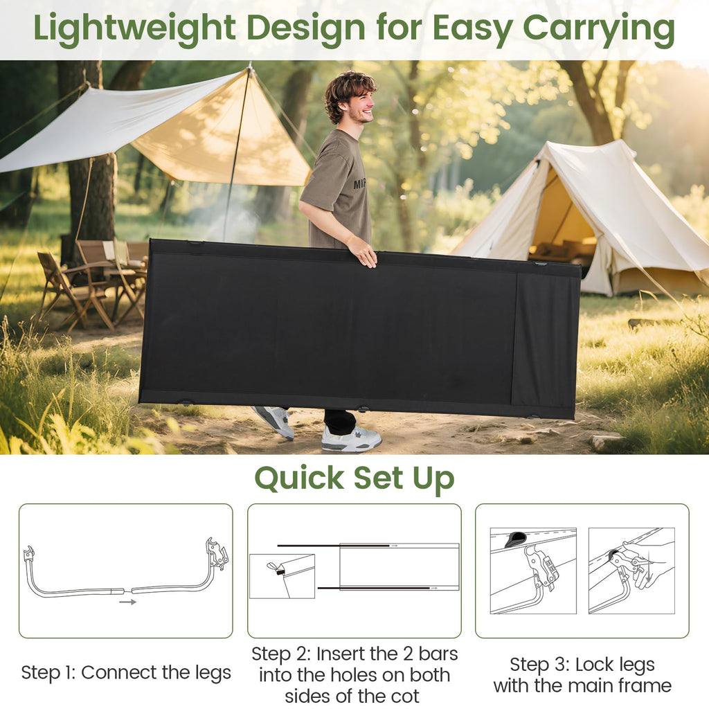 Folding Camping Cot with Carrying Bag & Side Pocket I197