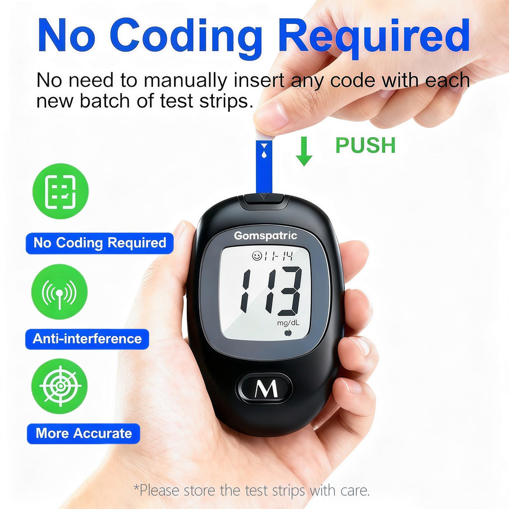 Blood Glucose Monitor Kit with 50 Test Strips and 50 Lancets F672