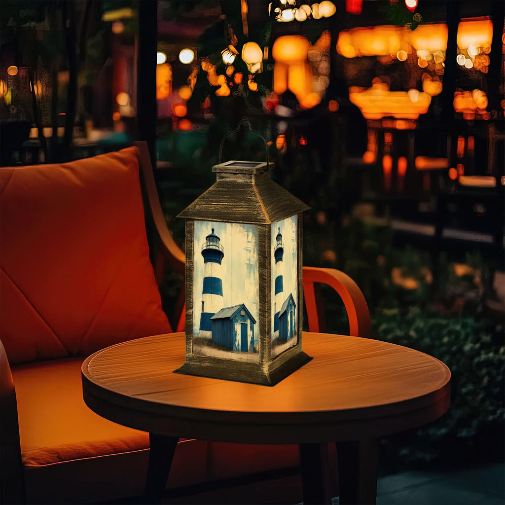 Navy Blue Coastal Solar Lantern X2144