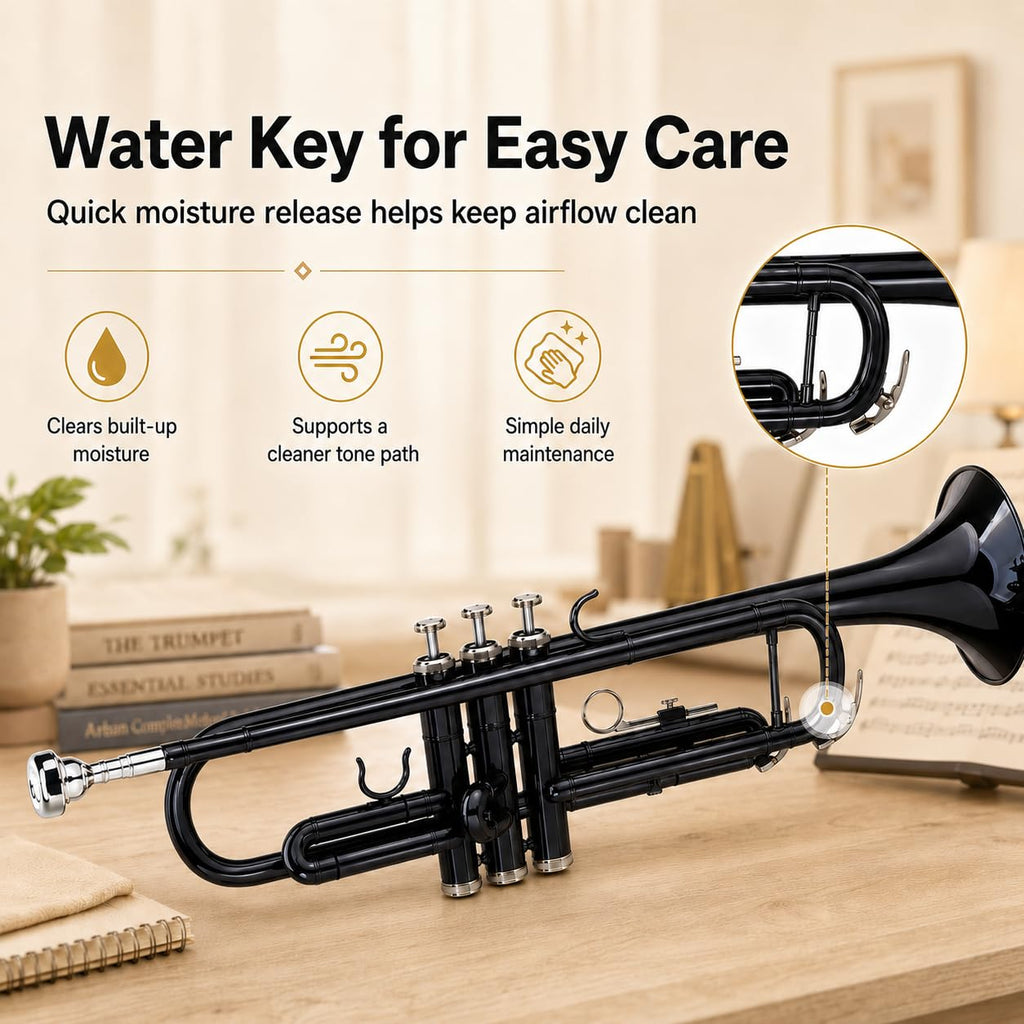 Bb Standard Trumpet Set with Hard Case, 7C Mouthpiece, Cleaning Cloth & Gloves K140772