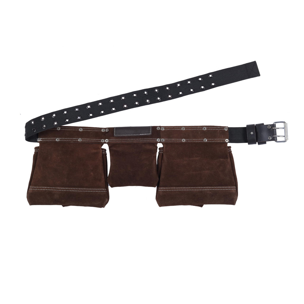 Brown Suede Leather 11-Pocket Tool Belt M22780