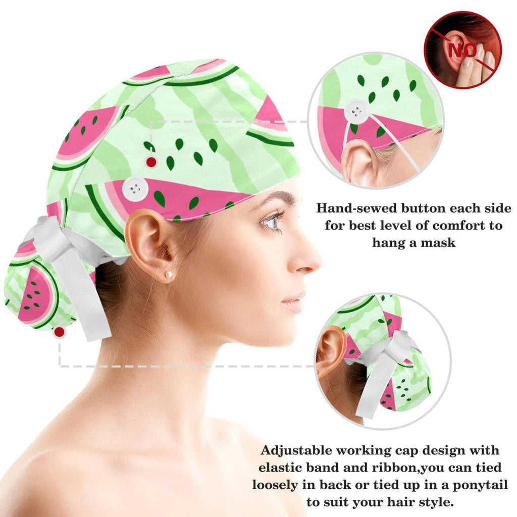 Pink Strawberry Pattern Working Cap with Bow K954