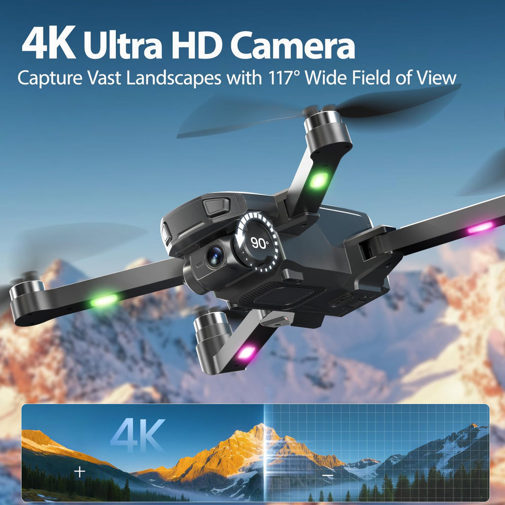 4K Foldable GPS Drone with 4.5" Screen Under 249g Black R34790