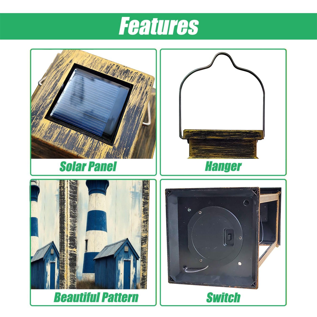 Navy Blue Coastal Solar Lantern X2144