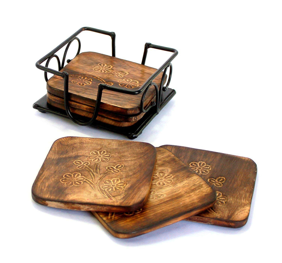 Wooden Drink Coasters Set of 6 V17944