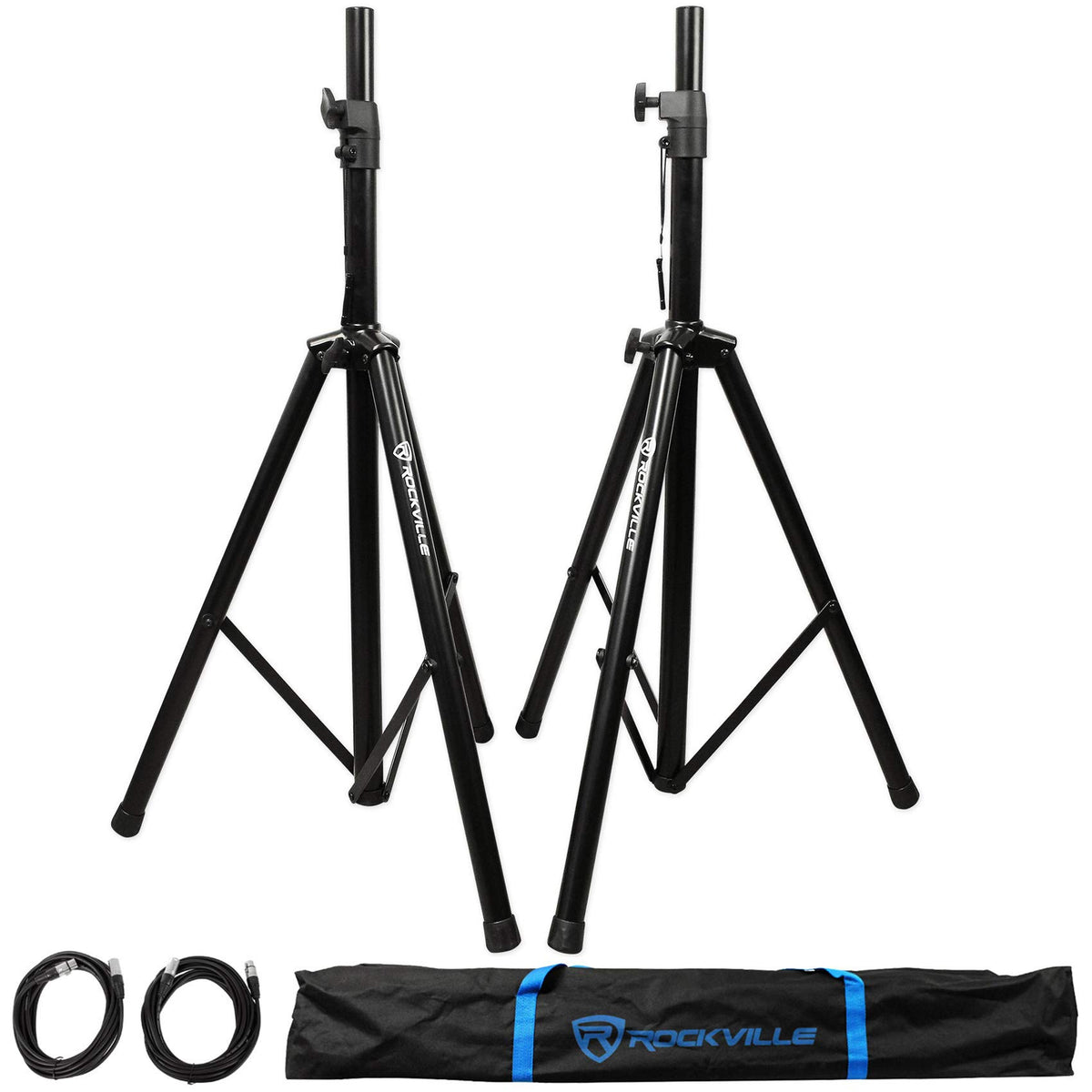 2000-Watt 8 in Powered PA Speakers with Tripod Stand Kit and XLR Cables F228740