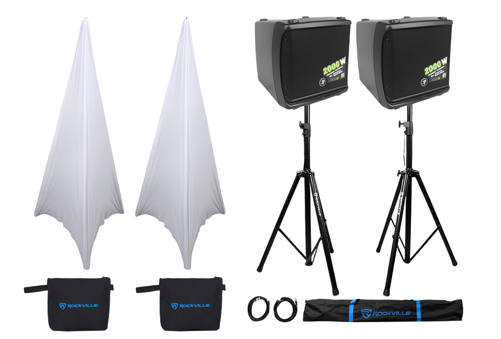 2000-Watt 8 in Powered PA Speakers with Tripod Stand Kit and XLR Cables F228740