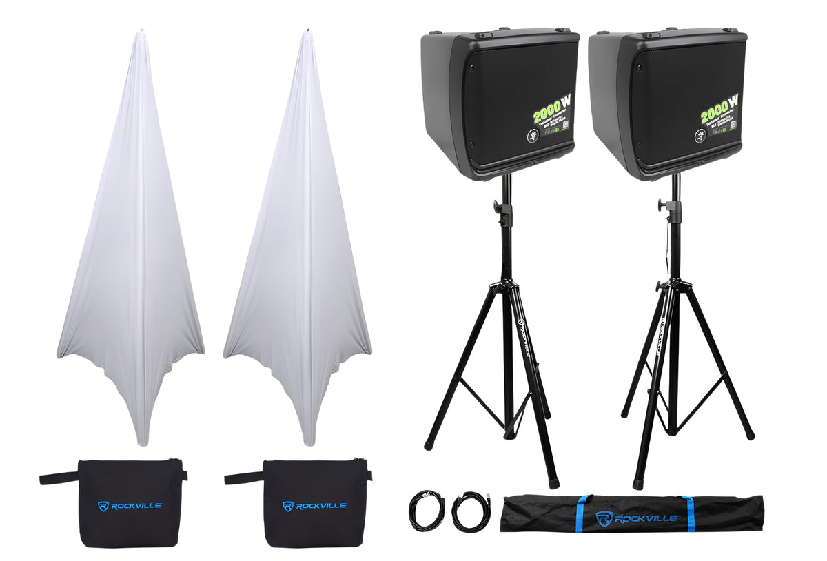 2000-Watt 8 in Powered PA Speakers with Tripod Stand Kit and XLR Cables F228740