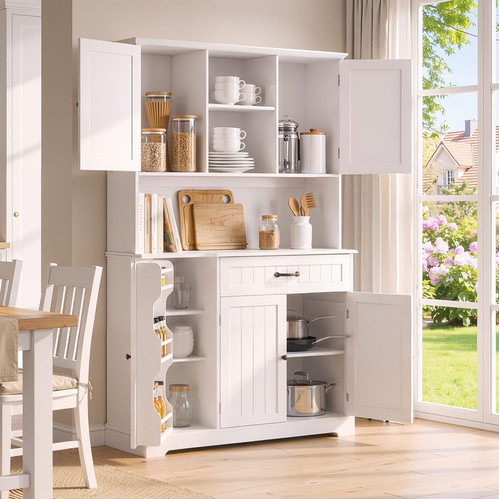 Tall White Kitchen Storage Cabinet with Door and Shelves X20724