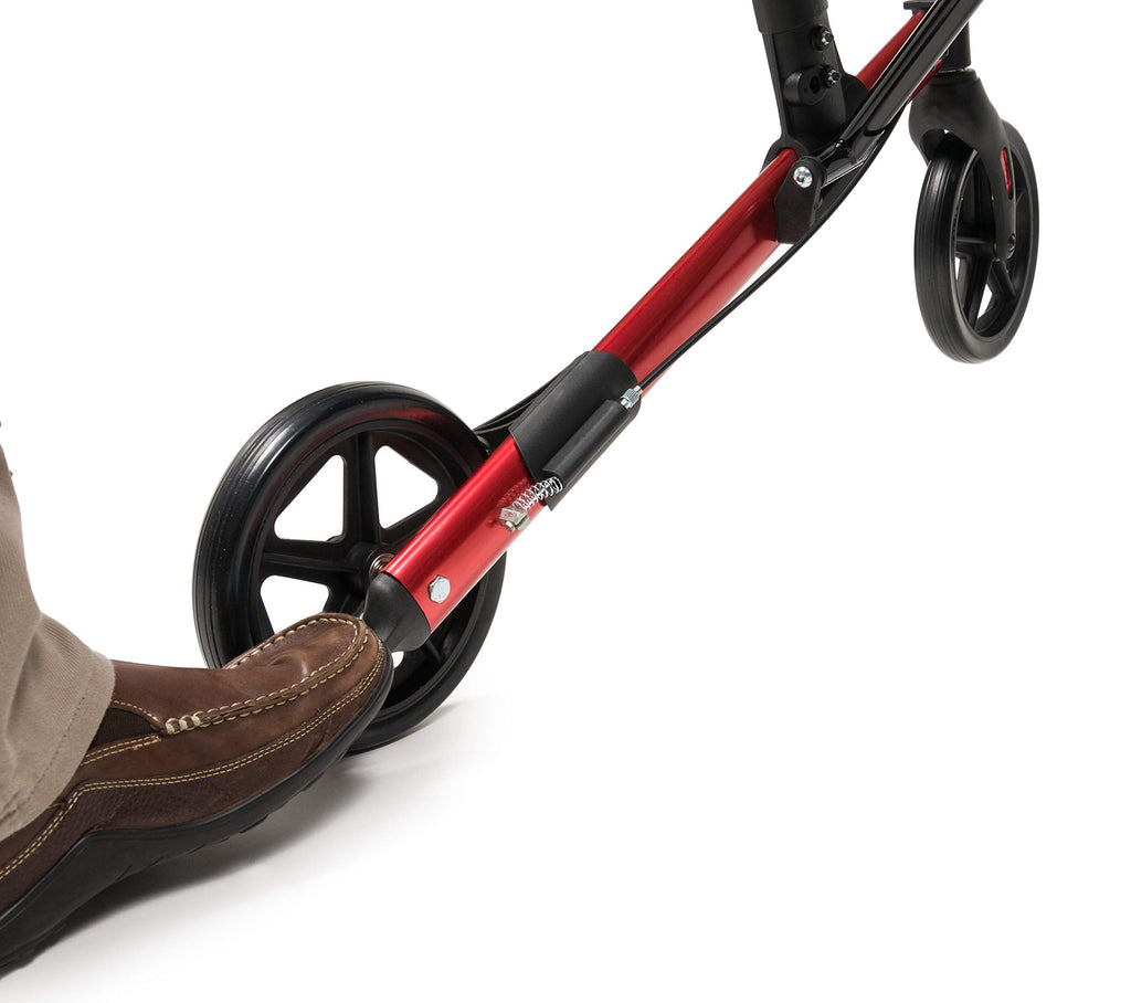 Tall Rollator Walker with Seat 8” Wheels Apple Red Z91912