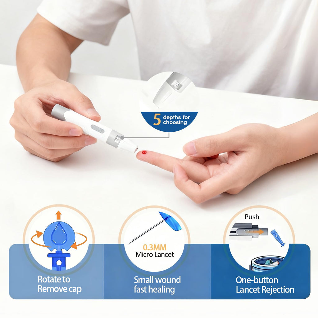 Blood Glucose Monitor Kit with 50 Test Strips and 50 Lancets F672