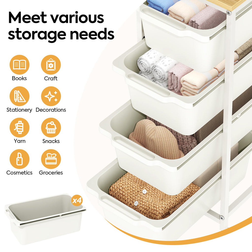 Slim Rolling Cart with 4 Drawers B700598