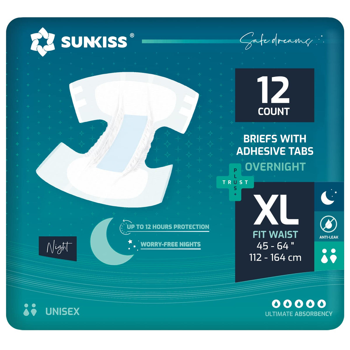 Adult Diapers XLarge 12 Count & Wet Wipes 200 Count Bundle K100