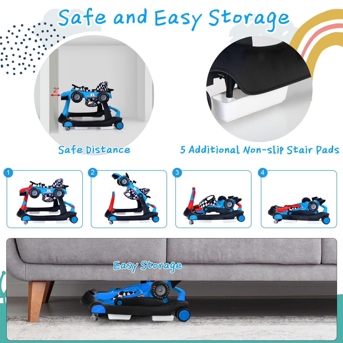 5-in-1 Foldable Baby Walker with Adjustable Height R628768