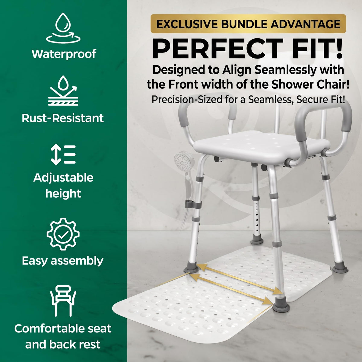 Adjustable Shower Chair with Mat N380775