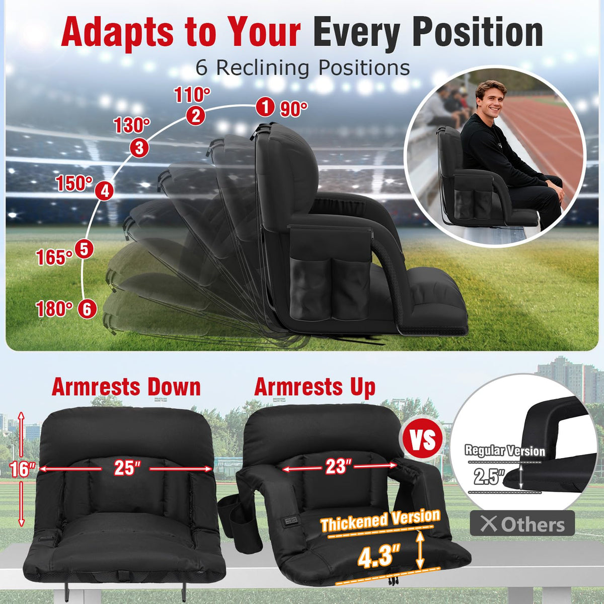 Heated Stadium Seats with Back Support 2 Pack K774406