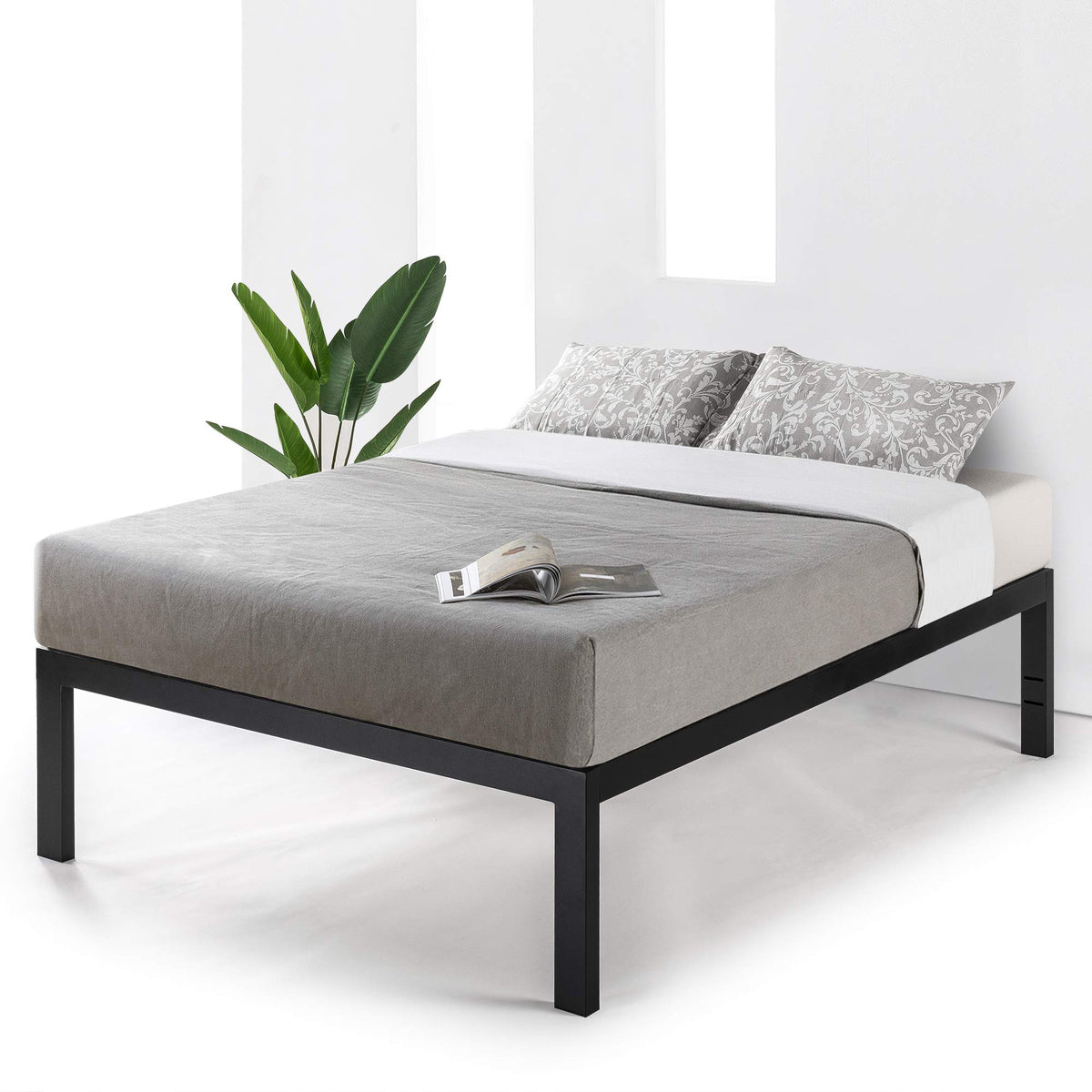 Queen 18 Inch Heavy Duty Steel Platform Bed with Wood Slat I52835