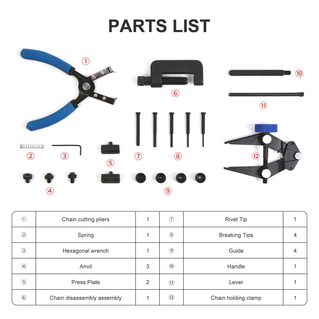 21 PCS Rivet and Roller Chain Link Removal Tool Kit O312