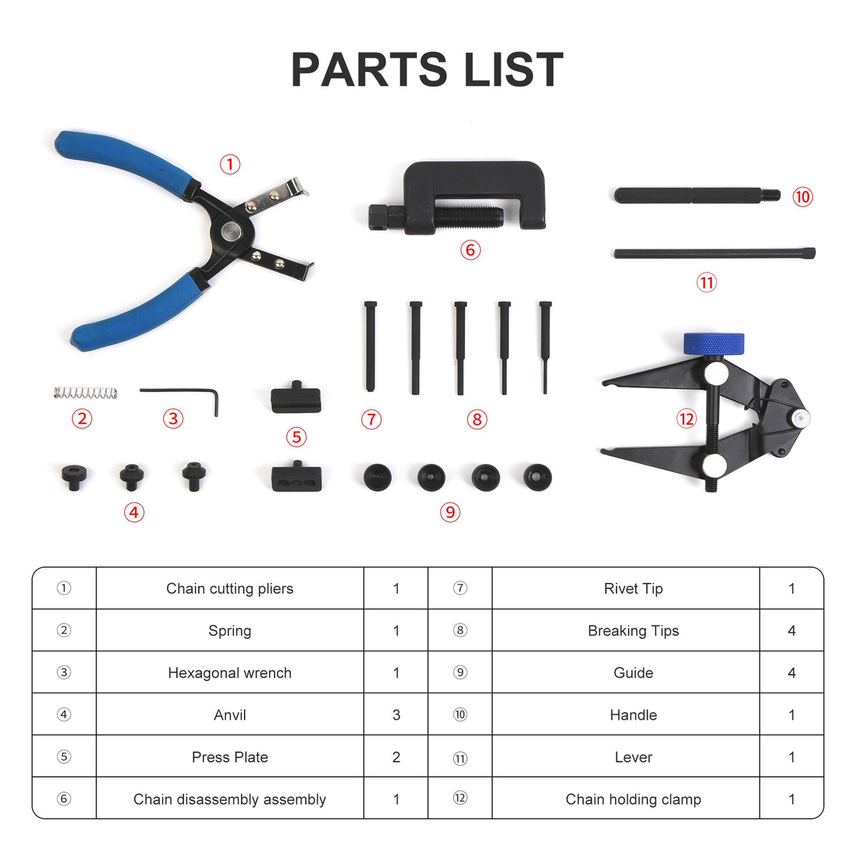 21 PCS Rivet and Roller Chain Link Removal Tool Kit O312