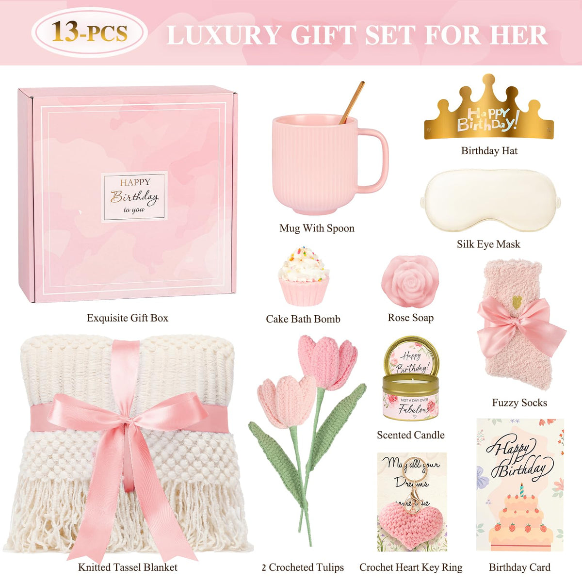 13PCS Spa Self Care Gift Basket Set Rose S524