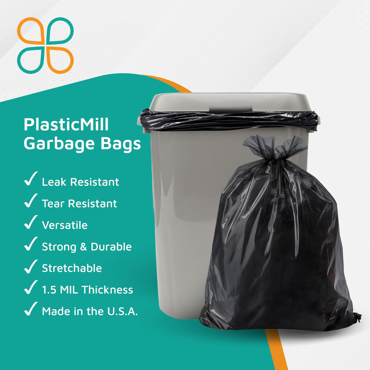 Black 42-Gallon 1.5 Mil Tall Trash Can Liners F320729
