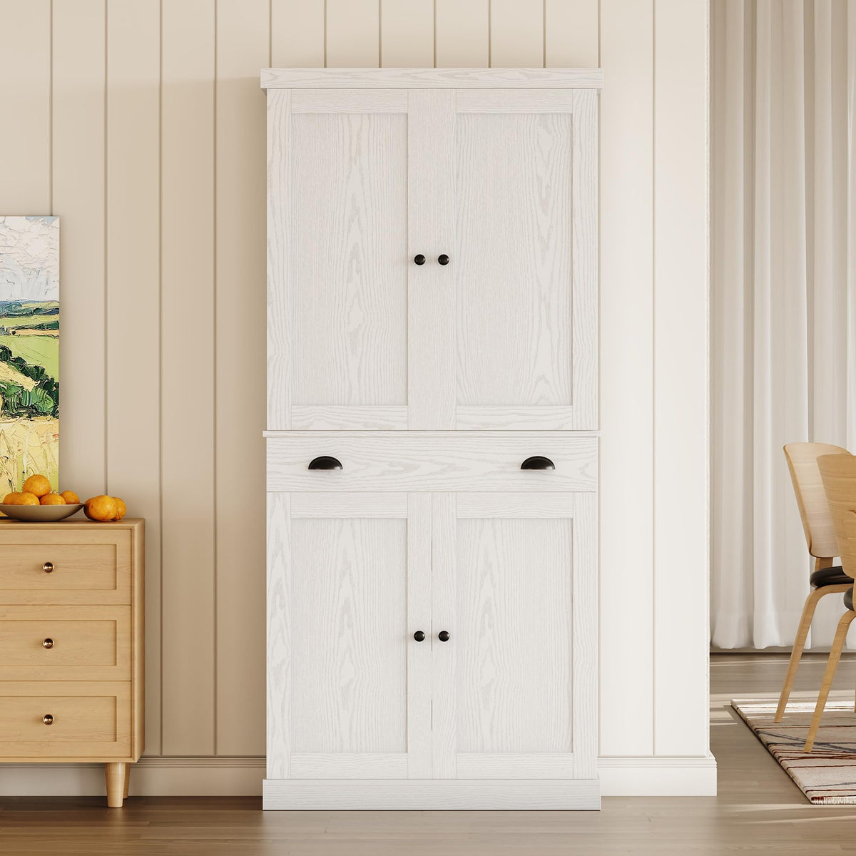 72" White Kitchen Pantry Cabinet with Drawer S701326