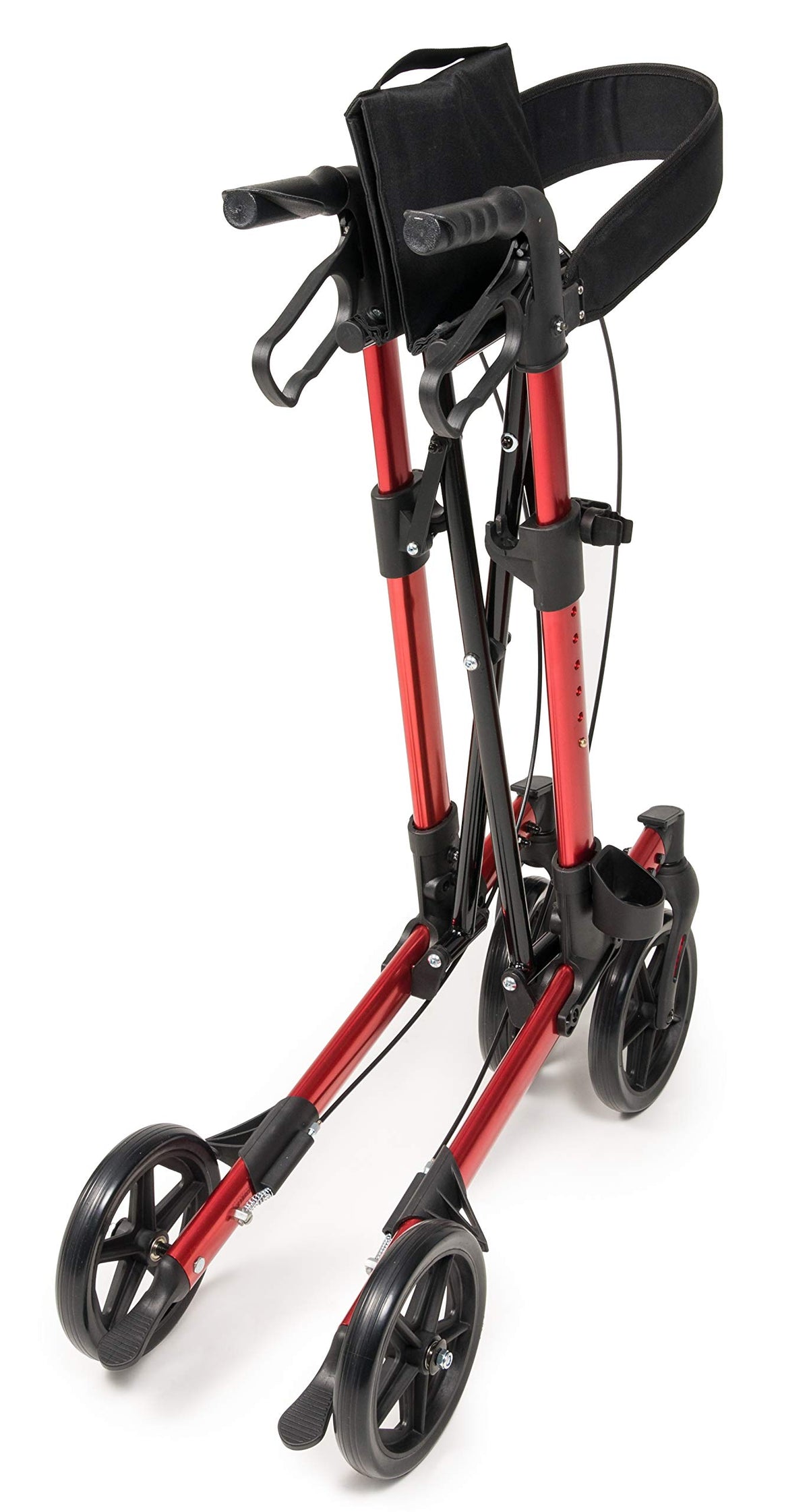 Tall Rollator Walker with Seat 8” Wheels Apple Red Z91912