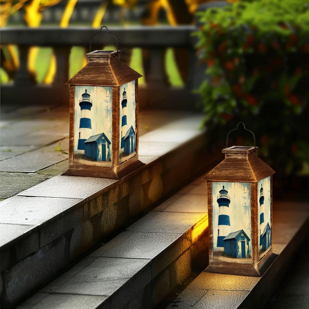 Navy Blue Coastal Solar Lantern X2144