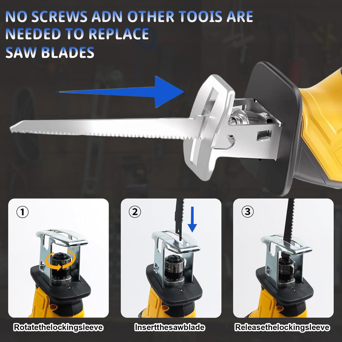 Cordless Reciprocating Saw with 4 Blades Kit D599555