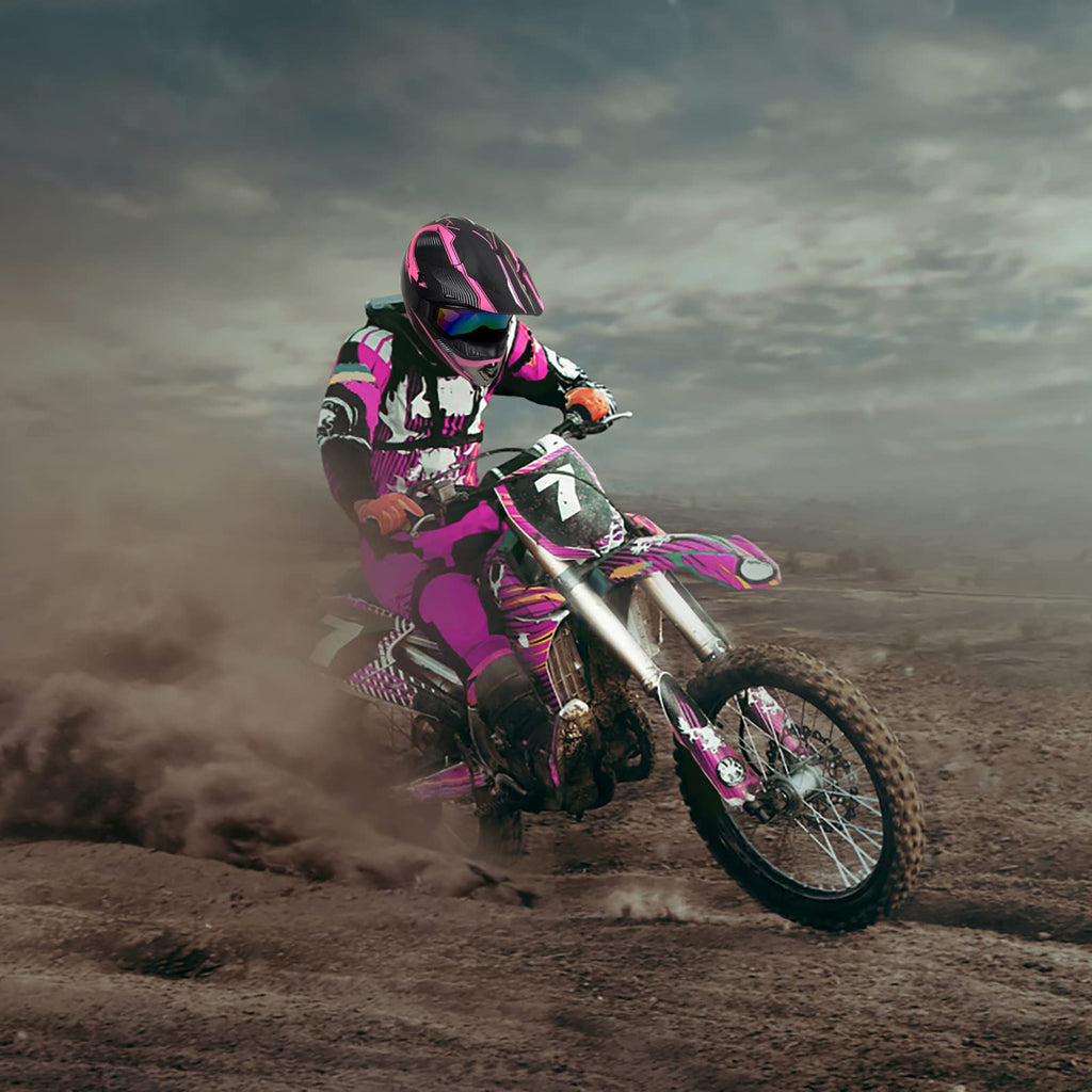 Pink XL DOT Approved Full Face Motocross Helmet J480