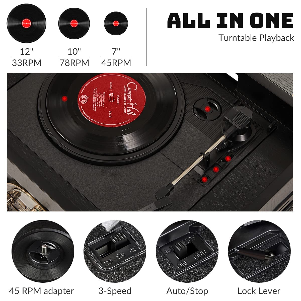 10-in-1 Record Player with Bluetooth H37357