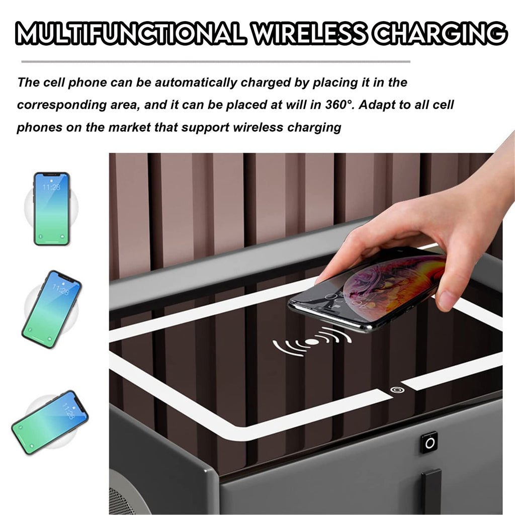 Gray 3 Drawer Nightstand with Charging Station J6627