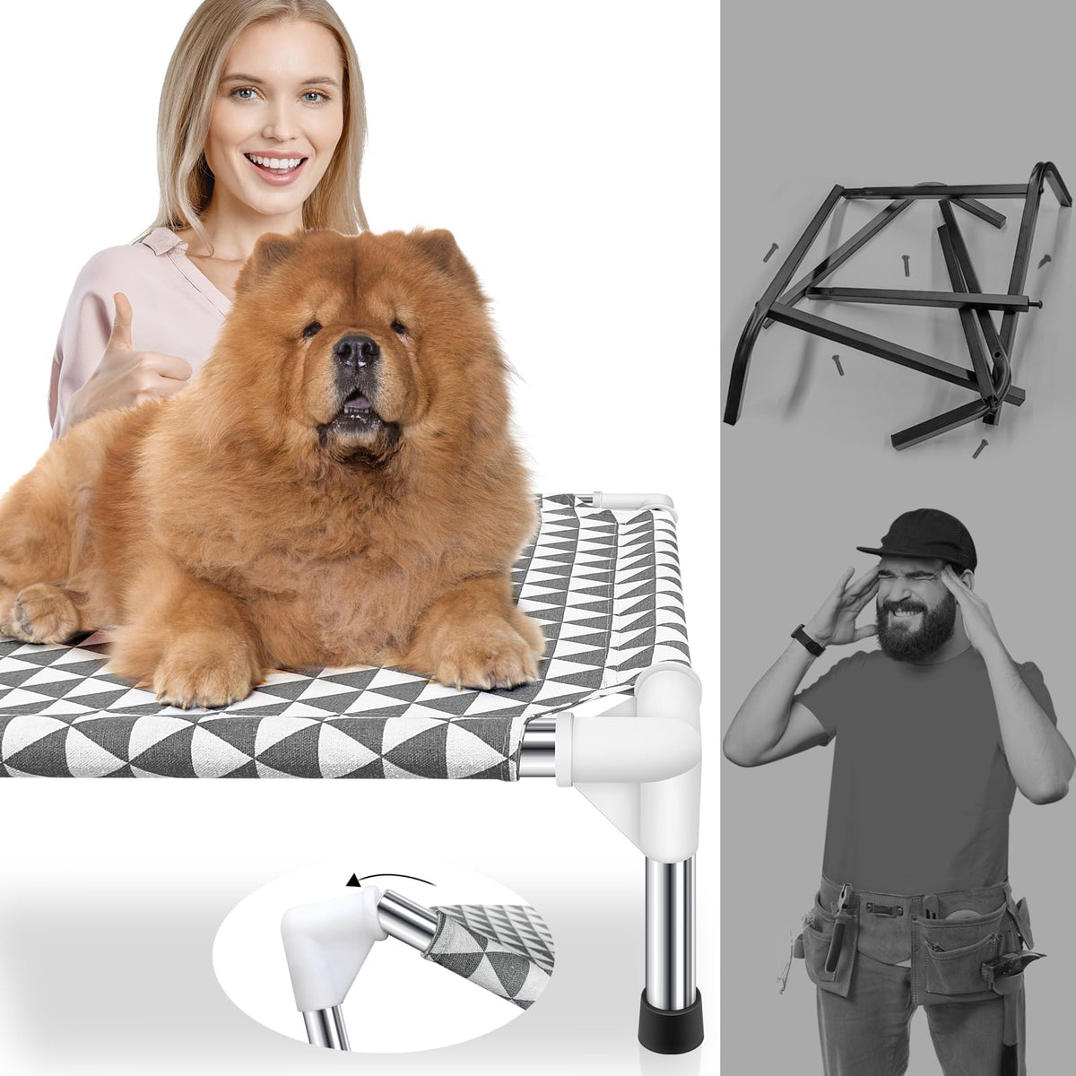 Medium Cotton Elevated Outdoor Dog Bed Y107497