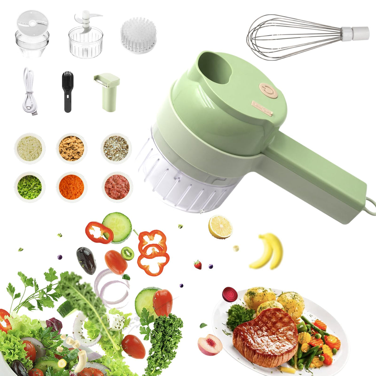 Portable Wireless Electric 4-in-1 Vegetable Cutter Set O271210