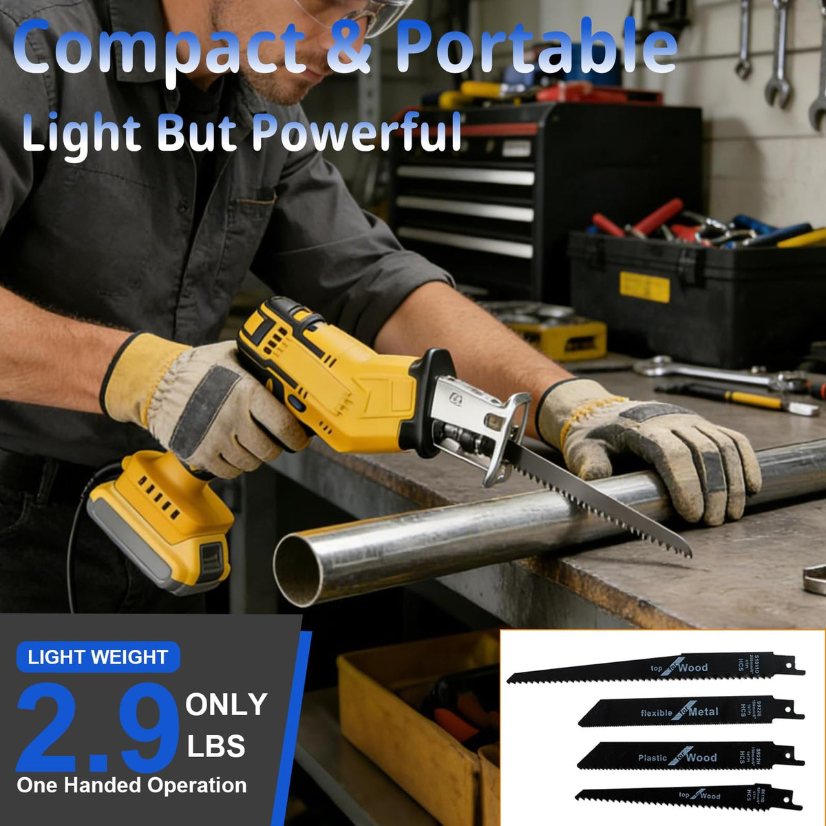 Cordless Reciprocating Saw with 4 Blades Kit D599555