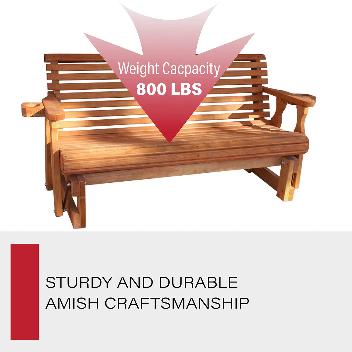 Heavy Duty Roll Back Porch Glider with Cupholders J302101