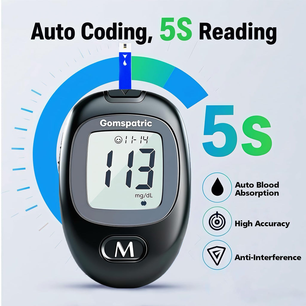 Blood Glucose Monitor Kit with 50 Test Strips and 50 Lancets F672