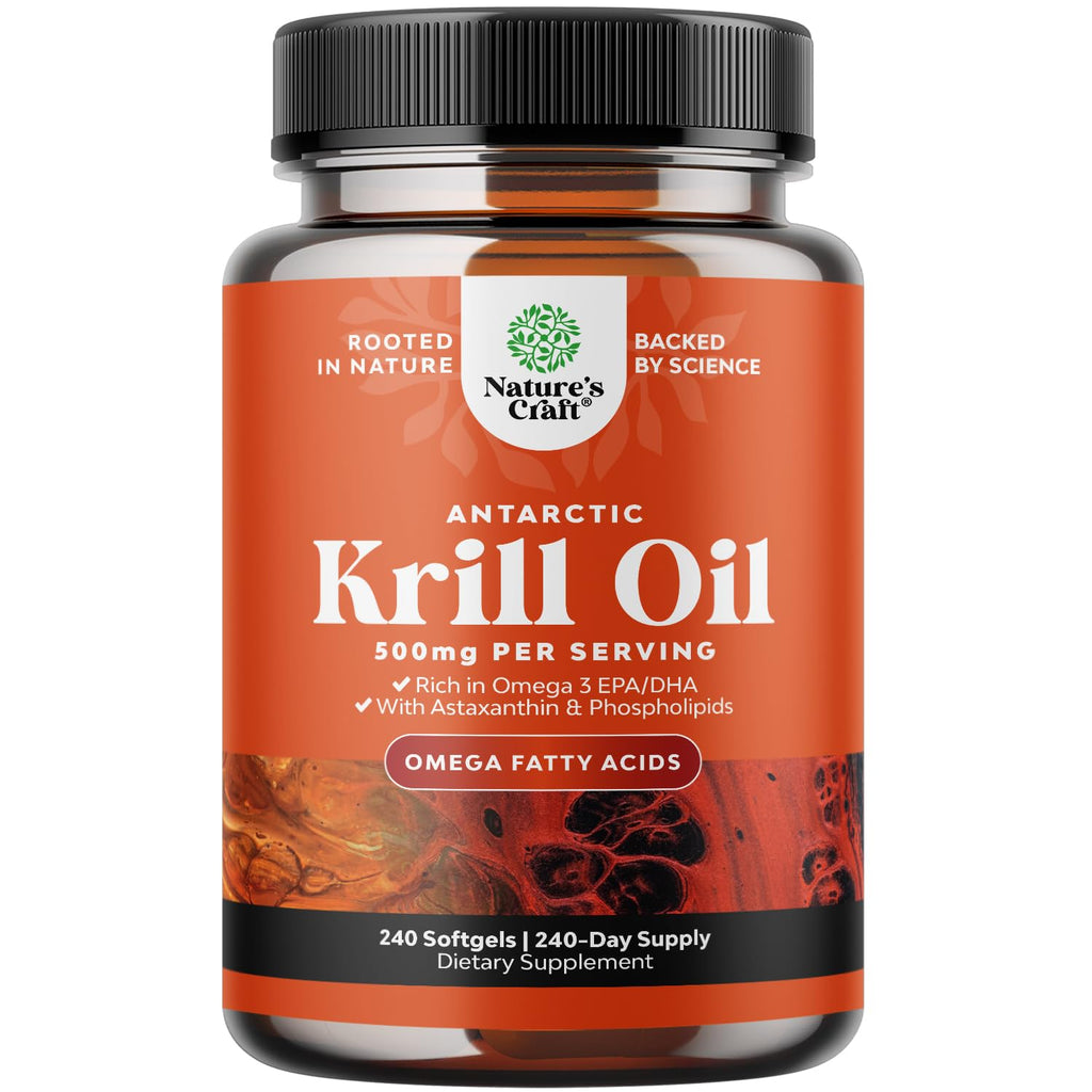 Krill Oil Softgels Omega 3 Supplement 240 Count E501