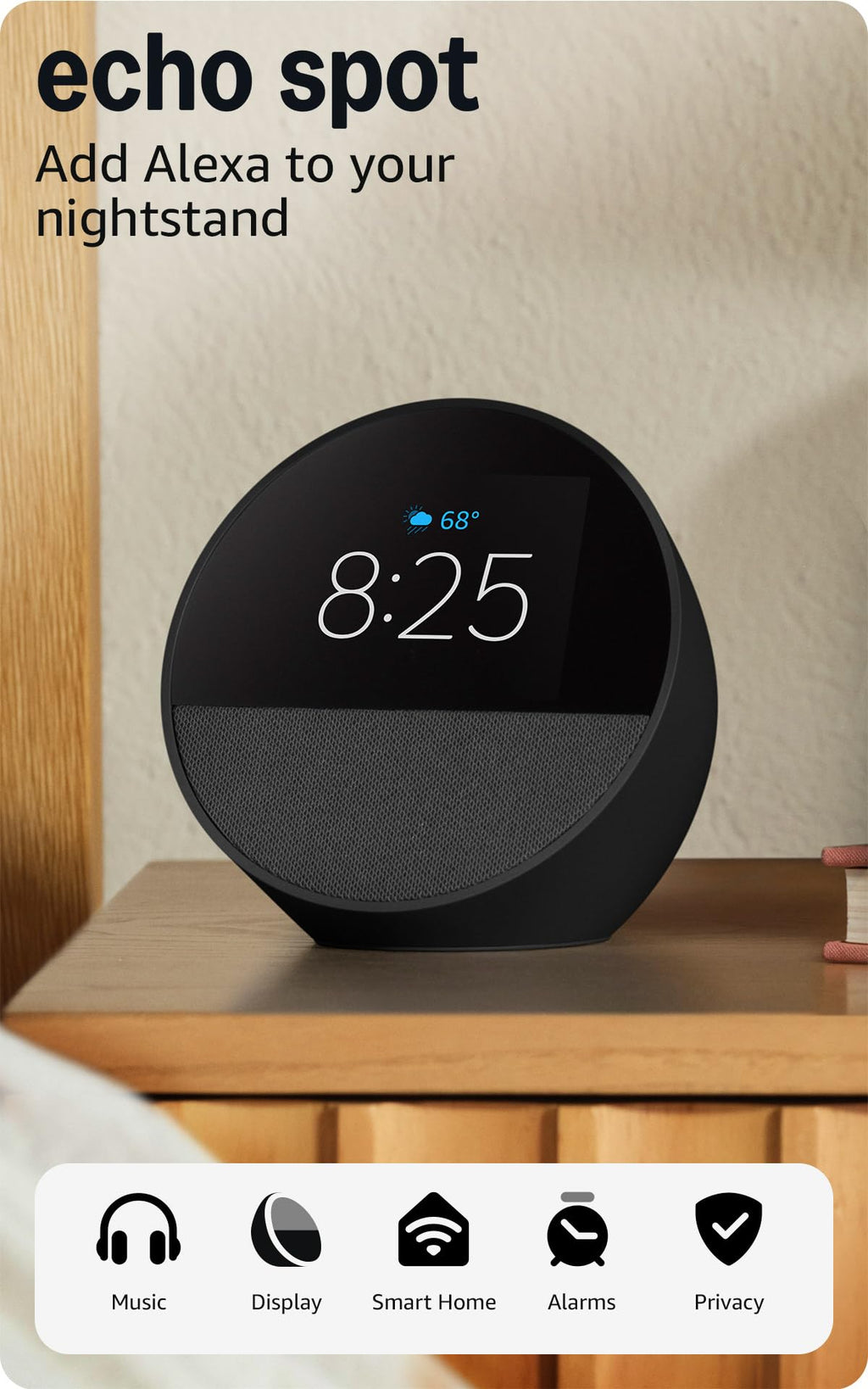 Smart Alarm Clock Black L85470
