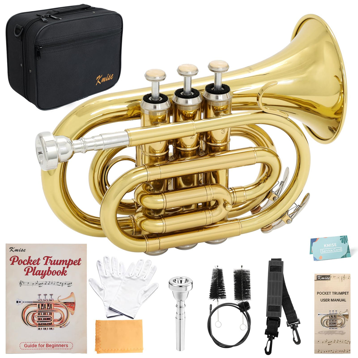 Bb Pocket Trumpet with Case, 7C Mouthpiece and Cleaning Kit I746398