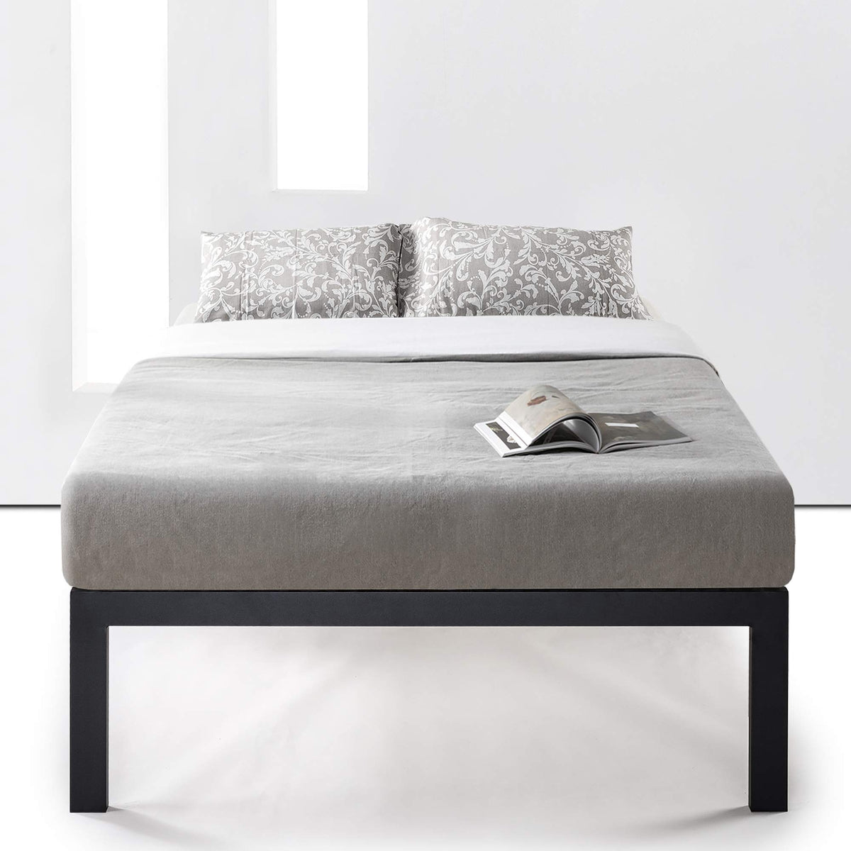 Queen 18 Inch Heavy Duty Steel Platform Bed with Wood Slat I52835