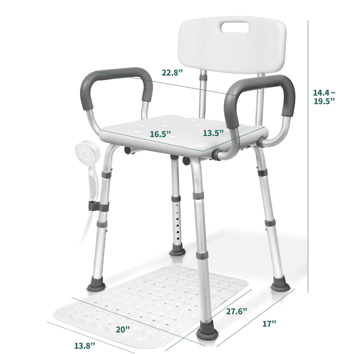 Adjustable Shower Chair with Mat N380775