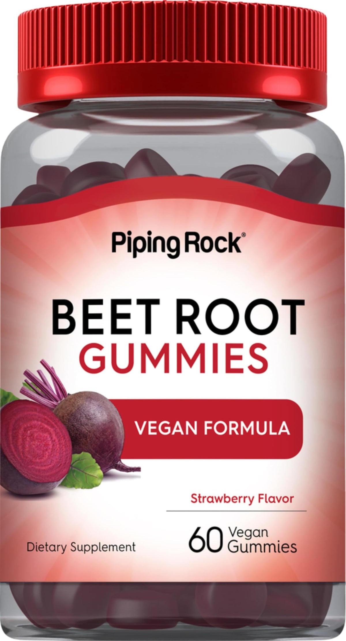 Beet Root Gummies 60 Count Strawberry Flavor Vegan Non-GMO Gluten Free M76781