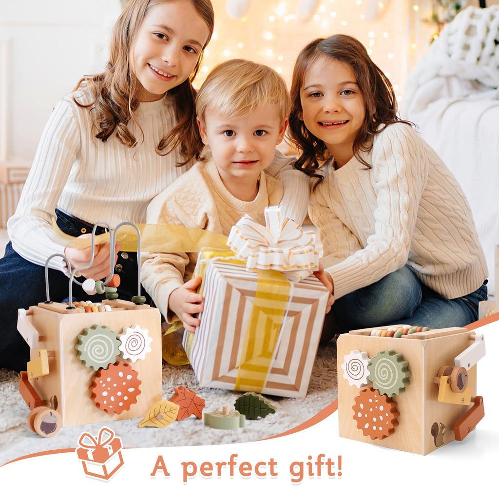 5 in 1 Wooden Activity Cube Bead Maze Shape Sorter Z759757