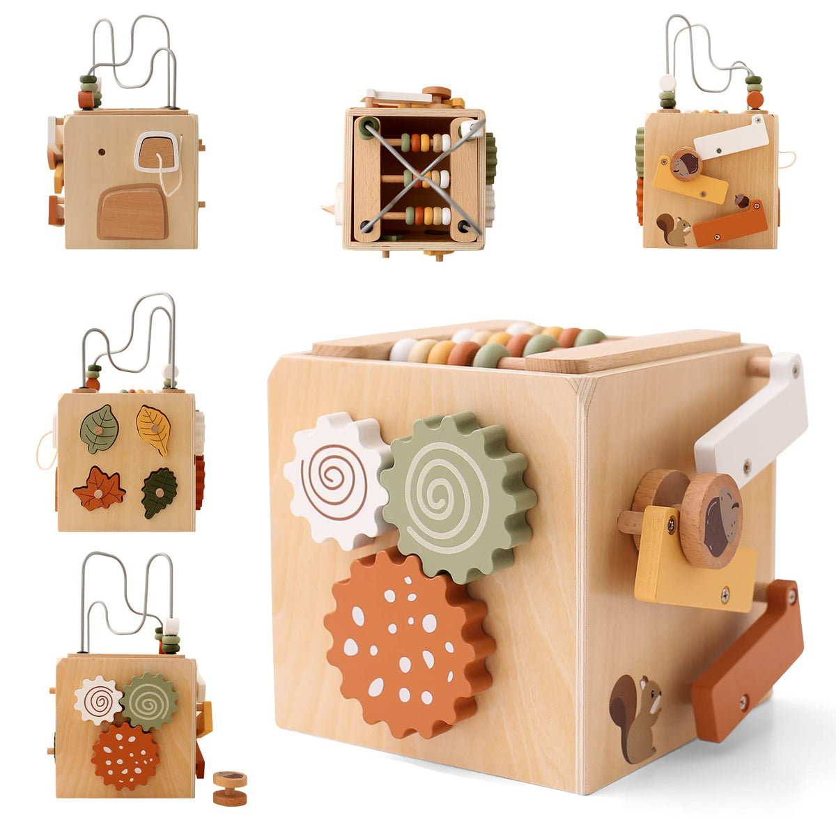 5 in 1 Wooden Activity Cube Bead Maze Shape Sorter Z759757