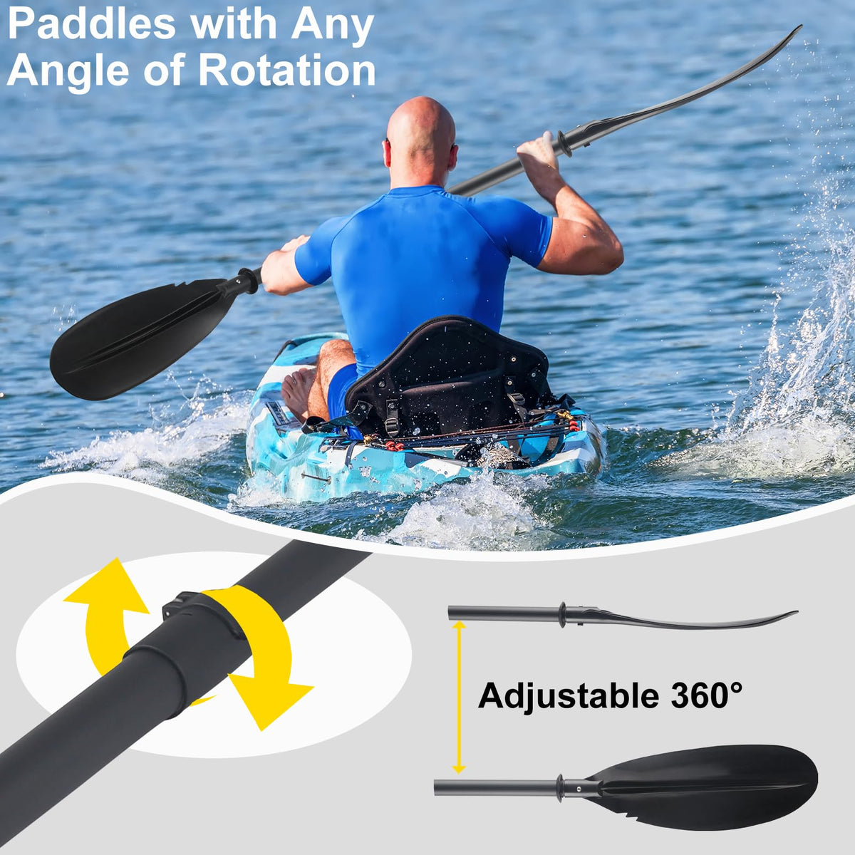 Telescopic Canoe Paddle 70inch to 95inch Black Z155